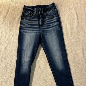 Buckle black high waisted tummy control dark denim jeans